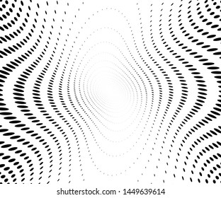 Wavy dot lines background. Pattern of dots, dotted lines, circles of different scale. Futuristic pattern. Monochrome backdrop to create backgrounds, templates, posters in a modern minimalist style.