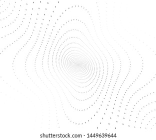 Wavy dot lines background. Pattern of dots, dotted lines, circles of different scale. Futuristic pattern. Monochrome backdrop to create backgrounds, templates, posters in a modern minimalist style.