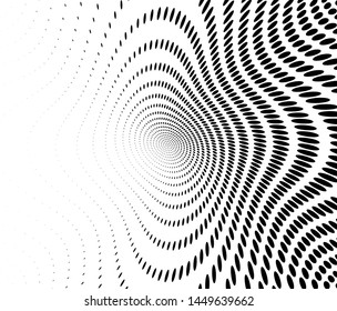 Wavy dot lines background. Pattern of dots, dotted lines, circles of different scale. Futuristic pattern. Monochrome backdrop to create backgrounds, templates, posters in a modern minimalist style.