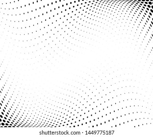 Wavy dot lines background. Pattern of dots, dotted lines, circles of different scale. Futuristic pattern. Monochrome backdrop to create backgrounds, templates, posters in a modern minimalist style.
