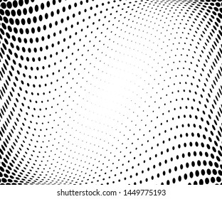 Wavy dot lines background. Pattern of dots, dotted lines, circles of different scale. Futuristic pattern. Monochrome backdrop to create backgrounds, templates, posters in a modern minimalist style.