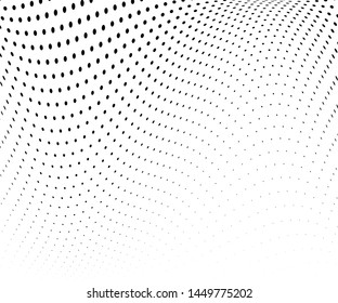 Wavy dot lines background. Pattern of dots, dotted lines, circles of different scale. Futuristic pattern. Monochrome backdrop to create backgrounds, templates, posters in a modern minimalist style.