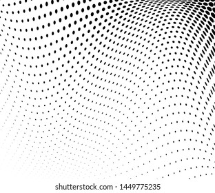 Wavy dot lines background. Pattern of dots, dotted lines, circles of different scale. Futuristic pattern. Monochrome backdrop to create backgrounds, templates, posters in a modern minimalist style.