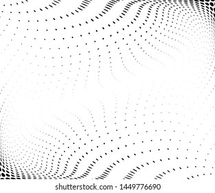 Wavy dot lines background. Pattern of dots, dotted lines, circles of different scale. Futuristic pattern. Monochrome backdrop to create backgrounds, templates, posters in a modern minimalist style.
