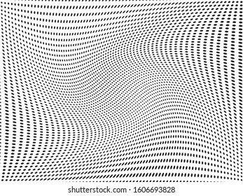 Wavy dot lines background. Pattern of dots, dotted lines, circles of different scale. Futuristic pattern. Monochrome backdrop to create backgrounds, templates, posters in a modern minimalist style.
