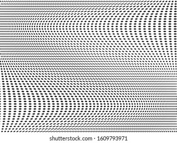 Wavy dot lines background. Pattern of dots, dotted lines, circles of different scale. Futuristic pattern. Monochrome backdrop to create backgrounds, templates, posters in a modern minimalist style.
