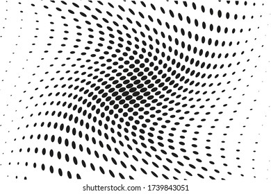 Wavy dot lines background. Pattern of dots, dotted lines, circles of different scale. Futuristic pattern. Monochrome backdrop to create backgrounds, templates, posters in a modern minimalist style