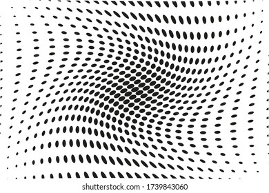Wavy dot lines background. Pattern of dots, dotted lines, circles of different scale. Futuristic pattern. Monochrome backdrop to create backgrounds, templates, posters in a modern minimalist style
