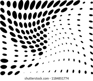 Wavy dots lines background. Pattern of dotted lines, circles of different scale. Futuristic pattern. Monochrome backdrop to create backgrounds, templates, posters in a modern minimalist style.