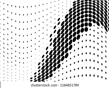 Wavy dots lines background. Pattern of dotted lines, circles of different scale. Futuristic pattern. Monochrome backdrop to create backgrounds, templates, posters in a modern minimalist style.