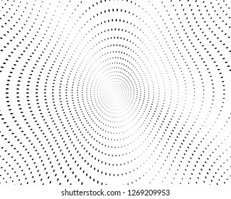 Wavy dots lines background. Pattern of dotted lines, circles of different scale. Futuristic pattern. Monochrome backdrop to create backgrounds, templates, posters in a modern minimalist style.