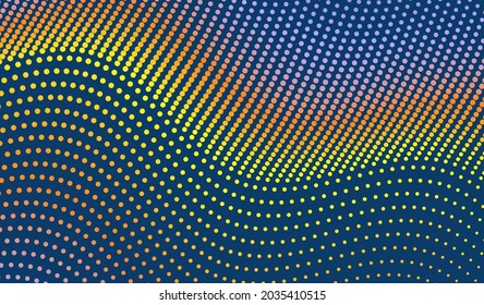 Antecedentes punteados ondulados. Patrón abstracto de puntos de polka. Ilustración vectorial 3d con partículas.