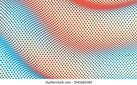 Wavy dotted background. Abstract polka dots pattern. 3d vector illustration with particles.