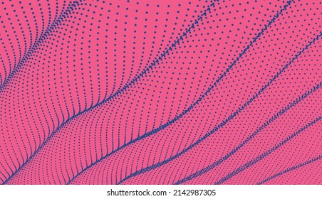 Weit gepunkteter Hintergrund. Abstraktes Punktmuster für Polka. 3D-Vektorgrafik mit Partikeln.