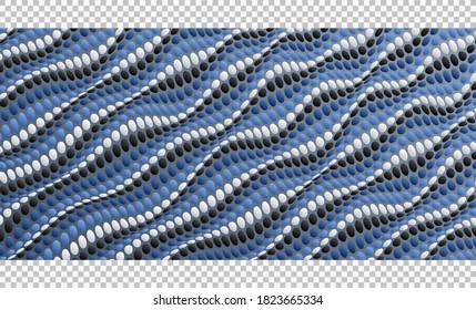 Wavy dotted background with optical illusion. Abstract polka dots pattern. 3d vector illustration.