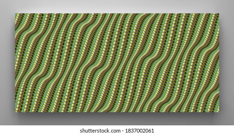 Wavy dotted background with optical illusion. Abstract polka dots pattern. 3d vector illustration.