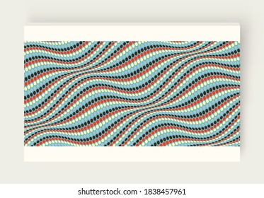 Wavy dotted background with optical illusion. Abstract polka dots pattern. 3d vector illustration.