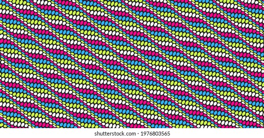 Antecedentes ondulados con puntos con ilusión óptica. Patrón abstracto de puntos de polka. Ilustración vectorial 3d.