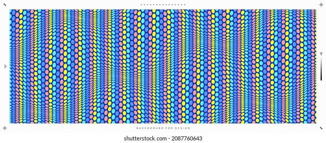 Wavy dotted background with optical illusion. Abstract polka dots pattern. 3d vector illustration.