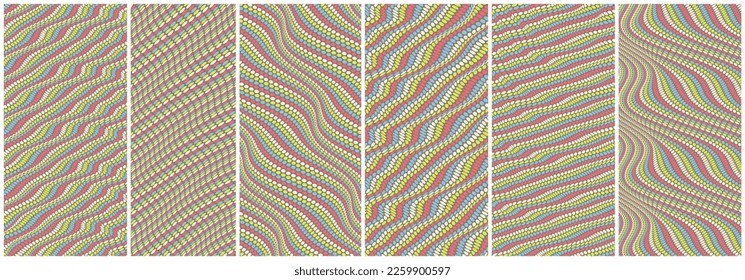 Wavy dotted background with optical illusion. Abstract polka dots pattern. 3d vector illustration.