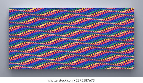 Wavy dotted background with optical illusion. Abstract polka dots pattern. 3d vector illustration.