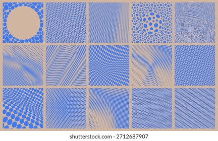 Wellenförmiger, gepunkteter Hintergrund. Optische Täuschung. Im Hintergrund befindet sich eine konvexe Halbkugel. С Entwurfsvorlage. Illustration für Broschüre, Poster, Umschlag, Karte, Präsentation, Flyer oder Banner.