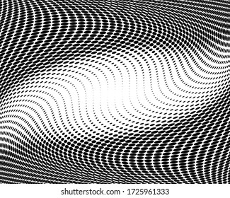 Wavy dotted background. Pattern of dots, dotted lines, circles of different scale. Digital Gradient. Pop-art style. Grunge Backdrop. Modern futuristic Abstract panel. Vector illustration