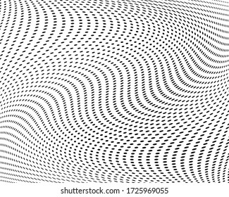 Wavy dotted background. Pattern of dots, dotted lines, circles of different scale. Digital Gradient. Pop-art style. Grunge Backdrop. Modern futuristic Abstract panel. Vector illustration