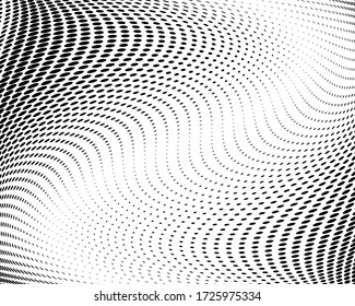 Wavy dotted background. Pattern of dots, dotted lines, circles of different scale. Digital Gradient. Pop-art style. Grunge Backdrop. Modern futuristic Abstract panel. Vector illustration