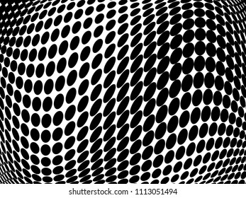 Wavy dotted lines background. Pattern of dots, dotted lines, circles of different scale. Futuristic pattern. Monochrome backdrop to create backgrounds, templates, posters in a modern minimalist style.