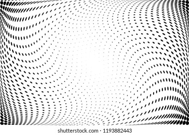 Wavy dotted lines background. Pattern of dots, dotted lines, circles of different scale. Futuristic pattern. Monochrome backdrop to create backgrounds, templates, posters in a modern minimalist style