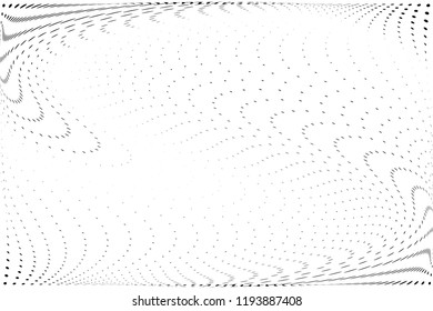 Wavy dotted lines background. Pattern of dots, dotted lines, circles of different scale. Futuristic pattern. Monochrome backdrop to create backgrounds, templates, posters in a modern minimalist style