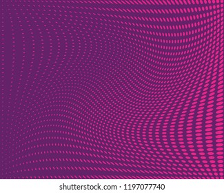 Wavy dotted lines background. Pattern of dots, dotted lines, circles of different scale. Digital Gradient. Pop-art style. Grunge Backdrop. Modern futuristic Abstract panel. Vector illustration