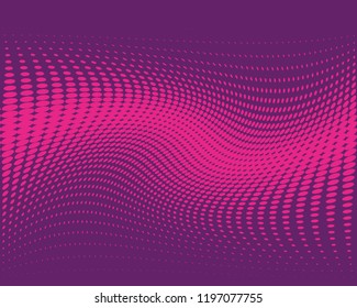 Wavy dotted lines background. Pattern of dots, dotted lines, circles of different scale. Digital Gradient. Pop-art style. Grunge Backdrop. Modern futuristic Abstract panel. Vector illustration