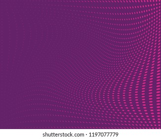 Wavy dotted lines background. Pattern of dots, dotted lines, circles of different scale. Digital Gradient. Pop-art style. Grunge Backdrop. Modern futuristic Abstract panel. Vector illustration