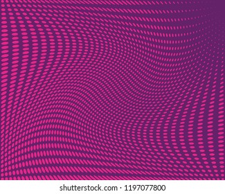 Wavy dotted lines background. Pattern of dots, dotted lines, circles of different scale. Digital Gradient. Pop-art style. Grunge Backdrop. Modern futuristic Abstract panel. Vector illustration