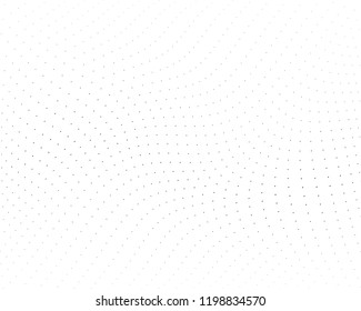 Wavy dotted lines background. Pattern of dots, dotted lines, circles of different scale. Digital Gradient. Pop-art style. Grunge Backdrop. Modern futuristic Abstract panel. Vector illustration