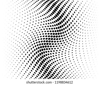 Wavy dotted lines background. Pattern of dots, dotted lines, circles of different scale. Digital Gradient. Pop-art style. Grunge Backdrop. Modern futuristic Abstract panel. Vector illustration