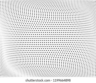 Wavy dotted lines background. Pattern of dots, dotted lines, circles of different scale. Digital Gradient. Pop-art style. Grunge Backdrop. Modern futuristic Abstract panel. Vector illustration