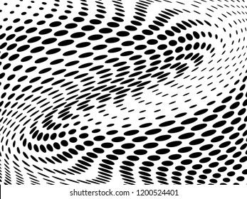 Wavy dotted lines background. Pattern of dots, dotted lines, circles of different scale. Digital Gradient. Pop-art style. Grunge Backdrop. Modern futuristic Abstract panel. Vector illustration