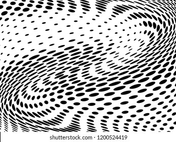 Wavy dotted lines background. Pattern of dots, dotted lines, circles of different scale. Digital Gradient. Pop-art style. Grunge Backdrop. Modern futuristic Abstract panel. Vector illustration