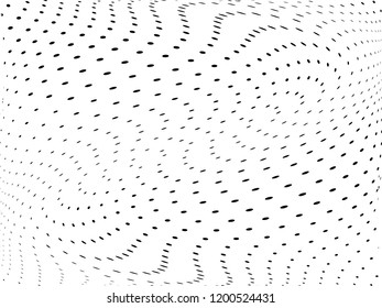 Wavy dotted lines background. Pattern of dots, dotted lines, circles of different scale. Digital Gradient. Pop-art style. Grunge Backdrop. Modern futuristic Abstract panel. Vector illustration