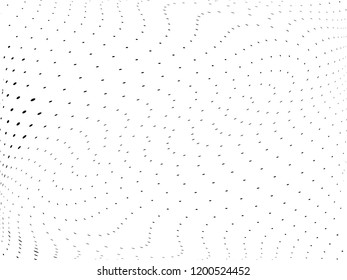 Wavy dotted lines background. Pattern of dots, dotted lines, circles of different scale. Digital Gradient. Pop-art style. Grunge Backdrop. Modern futuristic Abstract panel. Vector illustration