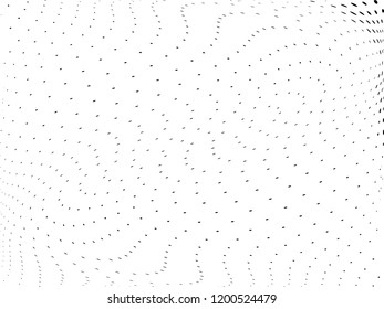 Wavy dotted lines background. Pattern of dots, dotted lines, circles of different scale. Digital Gradient. Pop-art style. Grunge Backdrop. Modern futuristic Abstract panel. Vector illustration