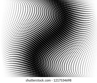 Wavy dotted lines background. Pattern of dots, dotted lines, circles of different scale. Digital Gradient. Pop-art style. Grunge Backdrop. Modern futuristic Abstract panel. Vector illustration