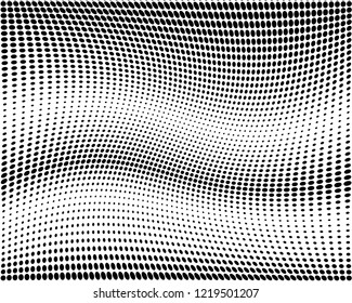 Wavy dotted lines background. Pattern of dots, dotted lines, circles of different scale. Digital Gradient. Pop-art style. Grunge Backdrop. Modern futuristic Abstract panel. Vector illustration
