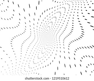 Wavy dotted lines background. Pattern of dots, dotted lines, circles of different scale. Digital Gradient. Pop-art style. Grunge Backdrop. Modern futuristic Abstract panel. Vector illustration