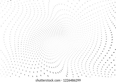 Wavy dotted lines background. Pattern of dots, dotted lines, circles of different scale. Digital Gradient. Pop-art style. Grunge Backdrop. Modern futuristic Abstract panel. Vector illustration