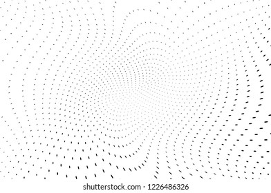 Wavy dotted lines background. Pattern of dots, dotted lines, circles of different scale. Digital Gradient. Pop-art style. Grunge Backdrop. Modern futuristic Abstract panel. Vector illustration