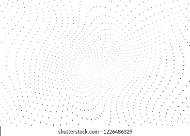 Wavy dotted lines background. Pattern of dots, dotted lines, circles of different scale. Digital Gradient. Pop-art style. Grunge Backdrop. Modern futuristic Abstract panel. Vector illustration